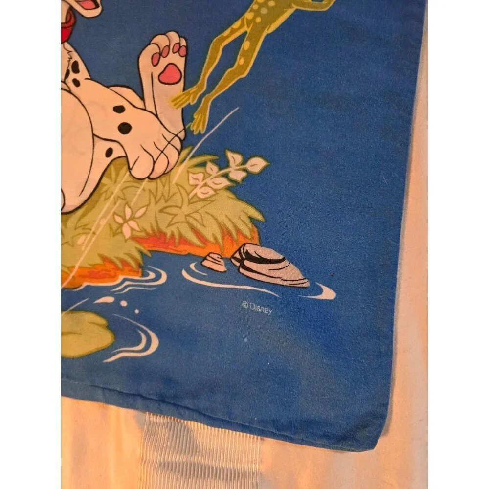 Vintage 90s Disney 101 Dalmatians Pillowcase Blue Double Sided Standard